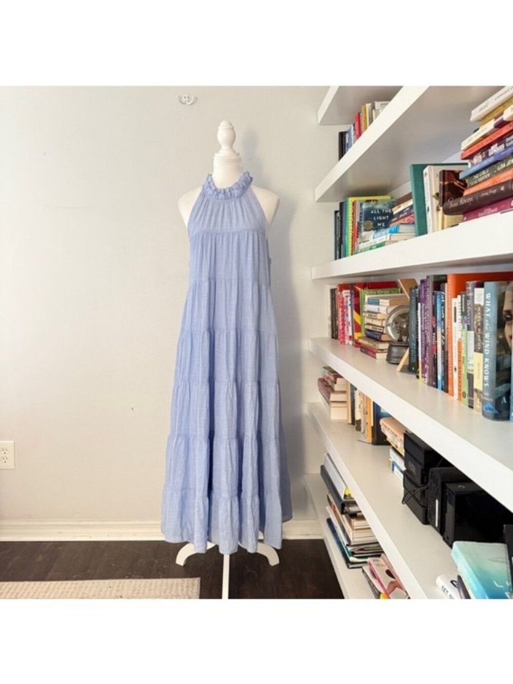 Aura Sky Baby Blue Tiered Dress Large